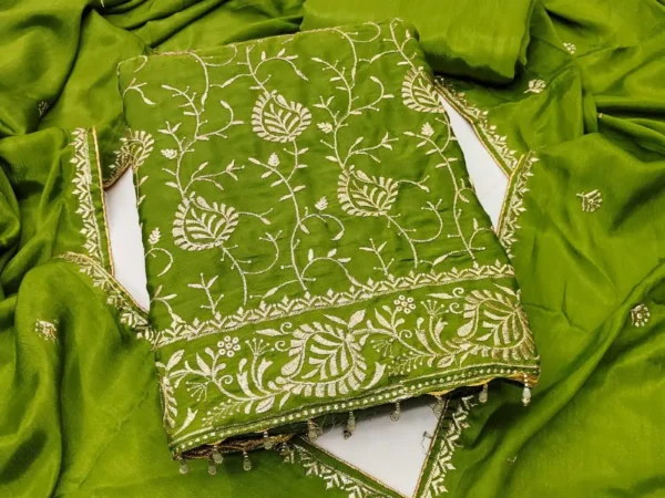 BRAD LEEZO Unstitched Chiffon Salwar Suit Material Embroidered