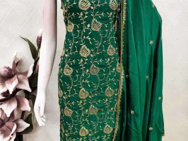 BRAD LEEZO Unstitched Chiffon Salwar Suit Material Embroidered