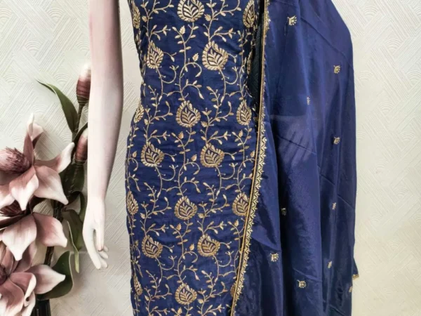 BRAD LEEZO Unstitched Chiffon Salwar Suit Material Embroidered