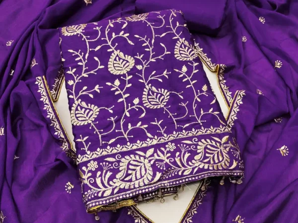 BRAD LEEZO Unstitched Chiffon Salwar Suit Material Embroidered