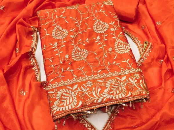 BRAD LEEZO Unstitched Chiffon Salwar Suit Material Embroidered