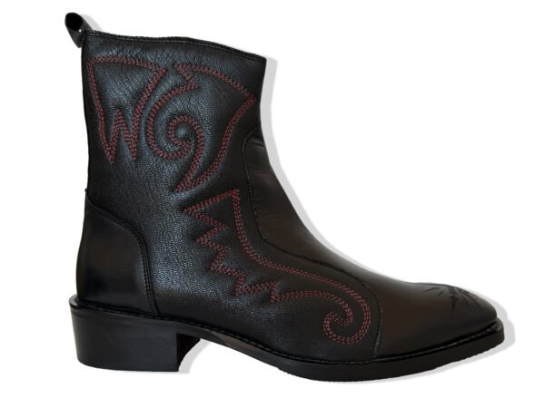 Men’s Handmade Black Leather Western Ankle Boots | Premium Embroidered Cowboy Style Boots | Stepswift