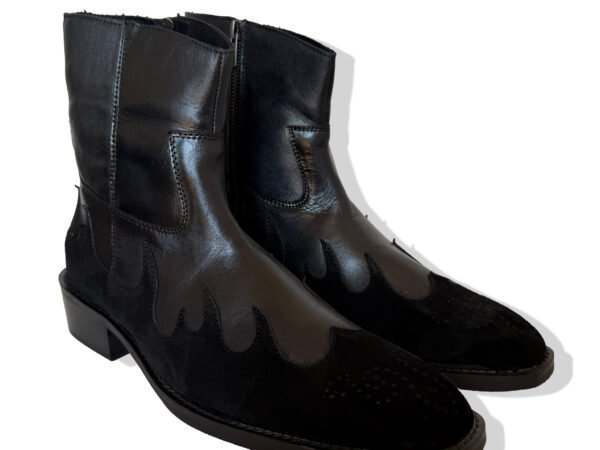 Premium Black Leather Mid-Calf Boots for Men | Stylish Casual & Fashion Boots