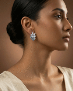 Rose Shine Studs with elegant rose gold sparkle finish for women