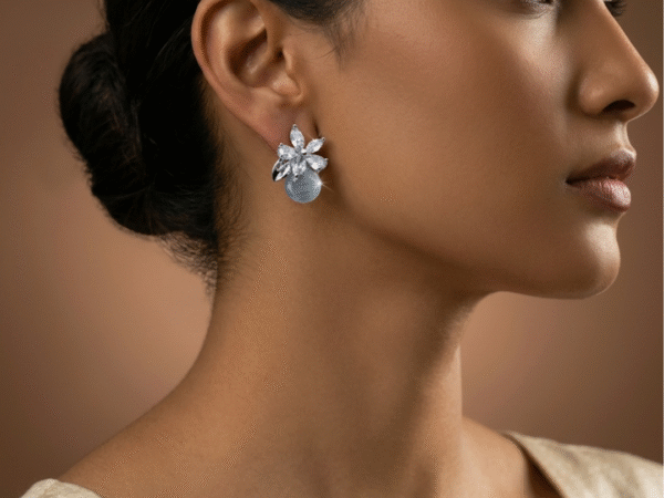 Rose Shine Studs with elegant rose gold sparkle finish for women