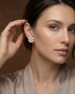 Bloom Pearl Studs with elegant floral pearl design for women
