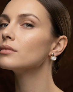 Dil-e-Noor Heart Stud Earrings Set with elegant crystal heart design and premium gold finish for women