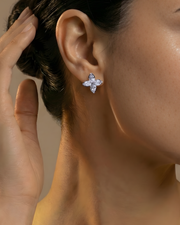 Lumi Petal Crystal Studs with sparkling flower-shaped crystal design for women