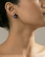 Bloom Black Floral Stud Earrings with elegant black flower design for women.