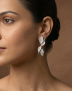 Dewdrop Leaf Stud Earrings with elegant leaf-inspired design for women