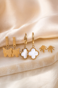 Elara Bloom Charm Earrings Set with elegant floral charm design for women
