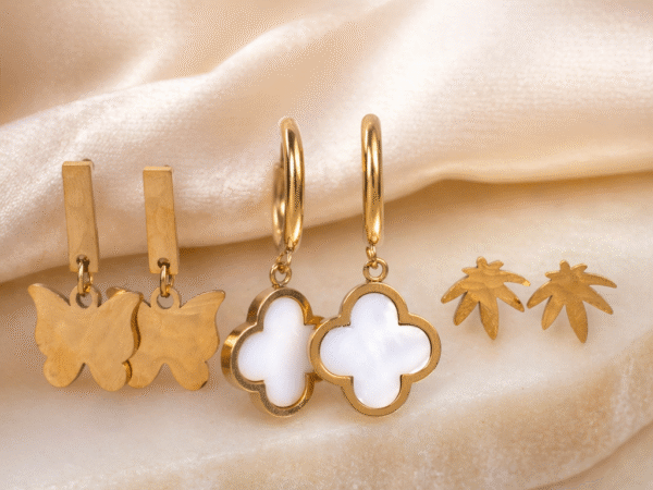 Elara Bloom Charm Earrings Set with elegant floral charm design for women