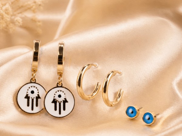 Evil Eye Charm Hoop & Stud Earring Set | Aurevie luxe