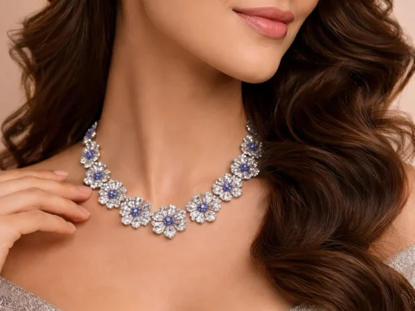 Snow Bloom Diamond Choker Set | Aurevie luxe