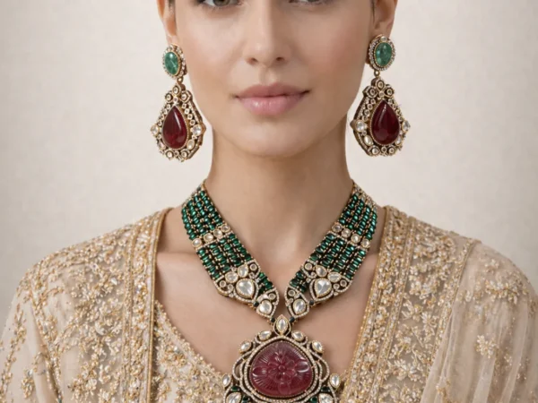 Noor-e-ruby emerald heritage set | Aurevie luxe