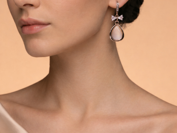 Elara Lumi Drop Earrings with elegant sparkling drop design for women