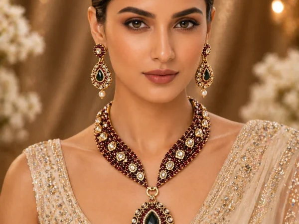 Rajwada Emerald Drop Statement Set | Aurevie luxe