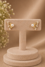Pearl Whisper Butterfly Studs with elegant pearl butterfly design for women