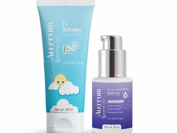 Aurrum Essence co | Spots reduction and sun protection combo | Men & Women | Niacinamide, Alpha Arbutin, Tranexamic Acid, Uvinul plus, Vitamin B5