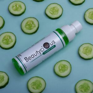 Cucumber facial toner for hydrating, refreshing, and soothing skin care.