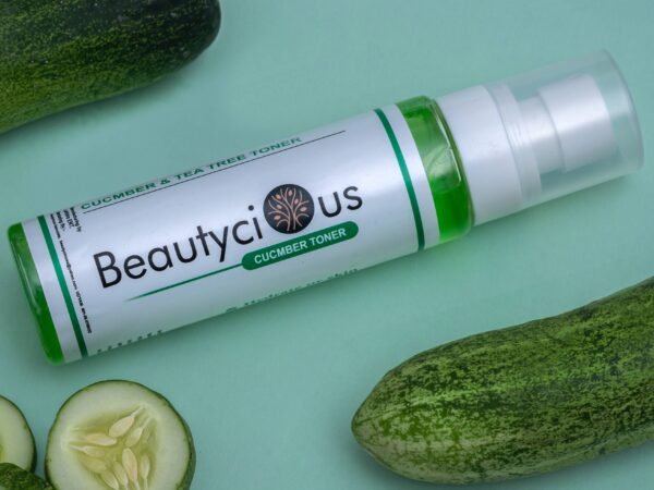 Cucumber facial toner for hydrating, refreshing, and soothing skin care.
