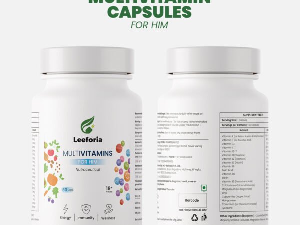 Leeforia Multivitamin for Him with Zinc, Magnesium, Vitamin B,C,A,E - 60 Veg Capsules