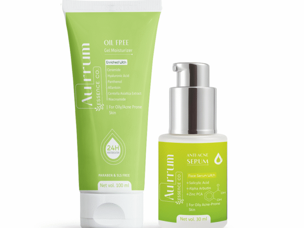 Aurrum Essence co | Oil and Acne control combo | Oily free gel moisturizer, Anti -Acne Serum | Niacinamide, Alpha Arbutin, Salicylic acid, Allantoin, Centella Asiatica extract, Hyaluronic acid | (100+30 ml)
