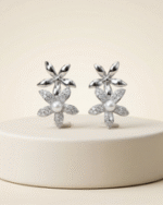 Pearl Blossom Duo floral pearl stud earrings with elegant lightweight design for women