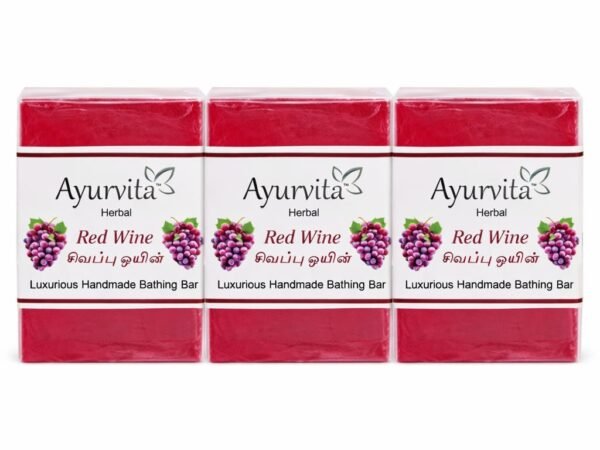 Handmade Luxurious Bath Soap, Red Wine, Pack of 3 l 125g Each | Ayurvita Herbal