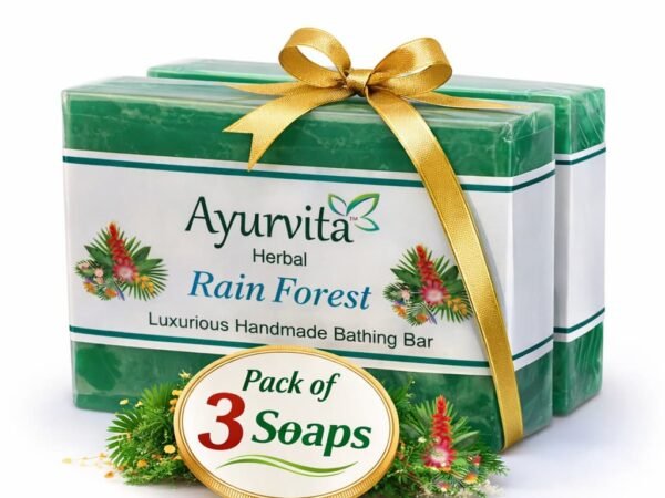 Handmade Luxurious Bath Soap, Rain Forest, Pack of 3,Each 125gm | Ayurvita Herbal