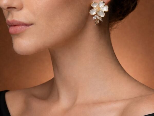 Ivory Bloom Leaf Drops with elegant floral leaf-inspired drop design for women