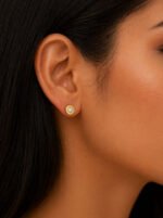 Aira Luxe Earrings Set featuring elegant gold statement earrings with a modern and chic design.