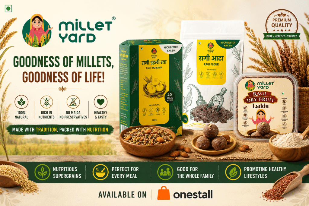 Millet Yard Ragi Products | Ragi Flour Ragi Idli Rawa Ragi Dry Fruit Laddu