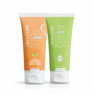 Aurrum Essence Co Skin Brightening Facewash and Oil Free Gel Moisturizer Combo with Vitamin C Niacinamide Ceramide Hyaluronic Acid Alpha Arbutin 100ml plus 100ml available on Onestall.in