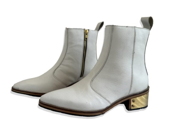 Men's White Leather Chelsea Ankle Boots | Premium Side Zip Formal & Casual Boots by Onestall