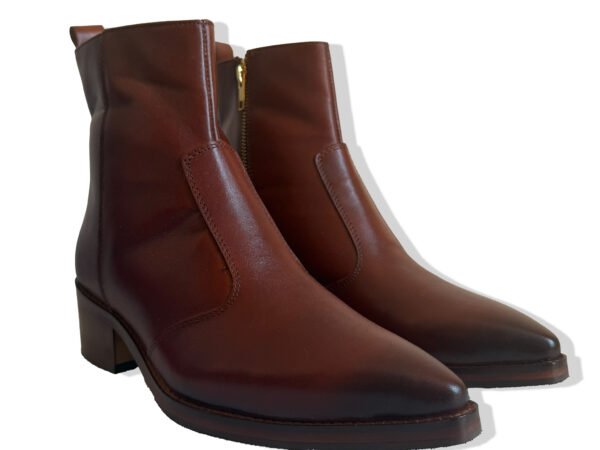 Brown Side Zip Ankle Boots for Women | Block Heel Fashion Boots | Stepswift