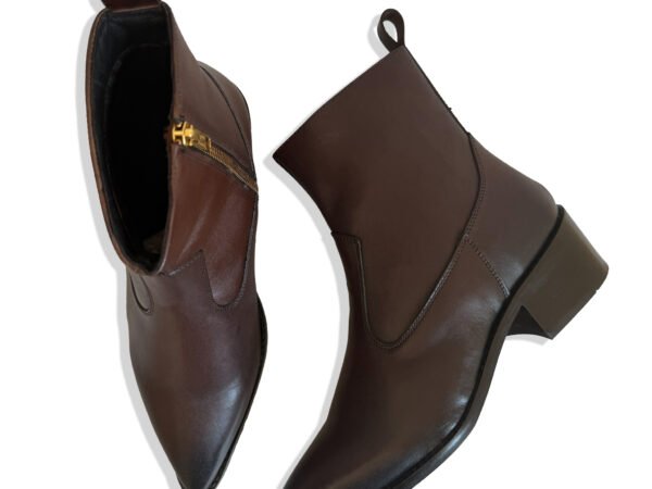 Brown Side Zip Ankle Boots for Women | Premium Block Heel Boots | Stepswift