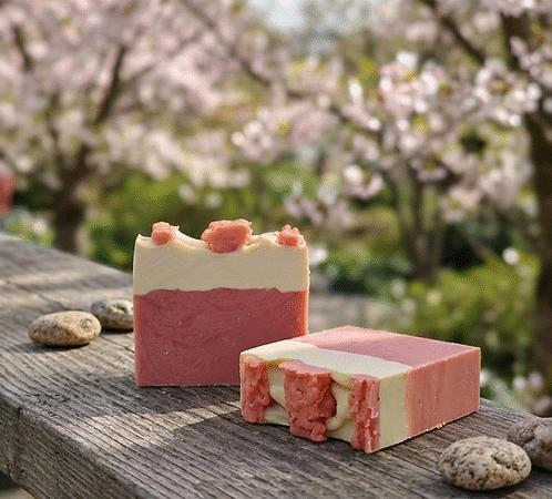 Cold Process Cherry Blossom Soap 125gm – Handmade Natural Bath Soap for Soft & Fresh Skin | Bhudeva