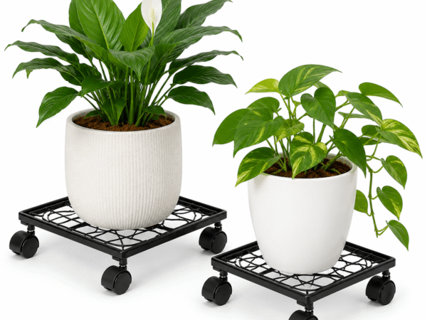 Adjustable Metal Plant Pot Stand with Wheels | Heavy Duty Rolling Plant Caddy | Junaid Khan