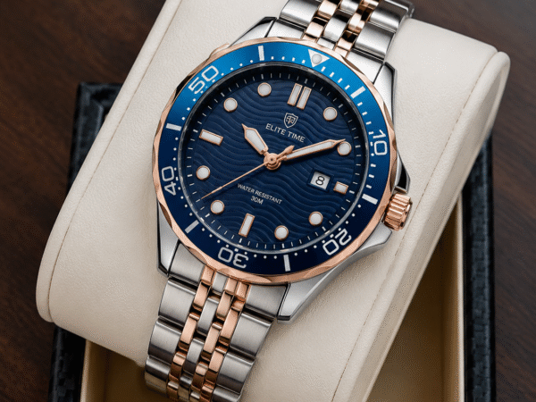 Luxury Blue Dial Stainless Steel Analog Watch for Men | Quartz Watch | Elite Time