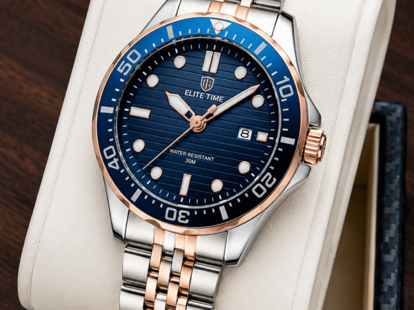 Luxury Black Dial Stainless Steel Analog Watch for Men | Quartz Watch | Elite Time