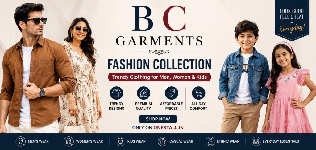B C GARMENTS stylish fashion collection for men women and kids with trendy everyday wear