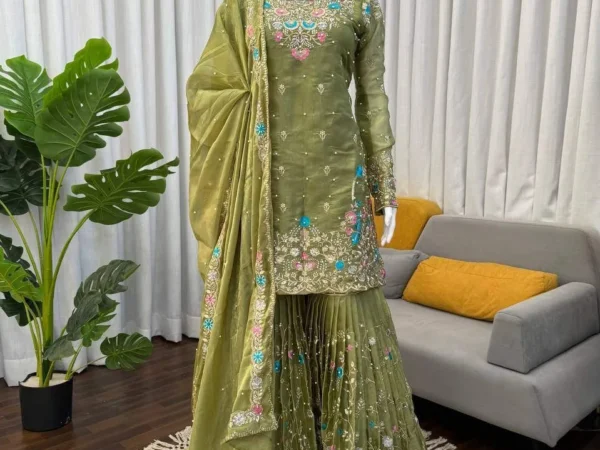 Exquisite Heavy Work Anarkali Plazzo Dupatta Suit Set For Women & Girl | Designer Ethnic Wear | BRAD LEEZO