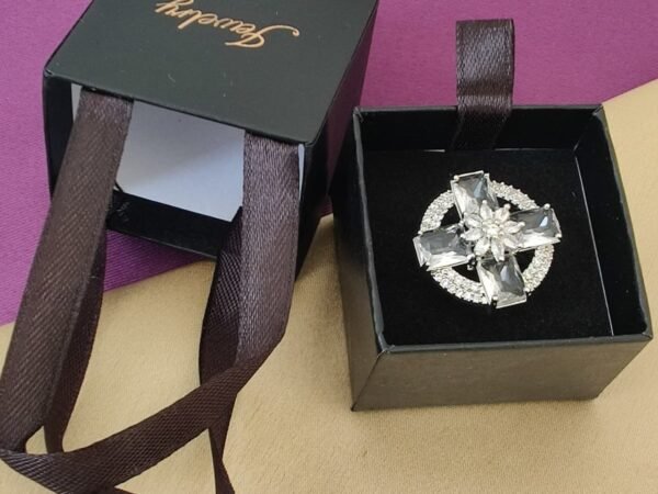 Luxury Geometric Crystal Adjustable Ring for Women | Premium Statement Party Wear Ring