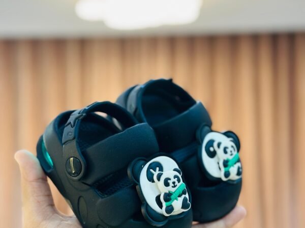 Onestall Panda Kids Clogs Black | Soft Lightweight Baby Sandals