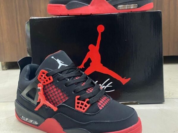 Jordan Inspired Black Red Sneakers for Men | Premium Casual Sports Shoes