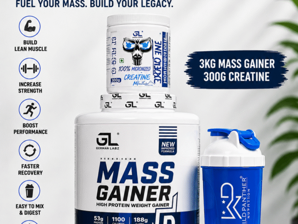 German Labz Mass Gainer Combo German Labz Mass Gainer 3KG German Labz Creatine 300G Premium Shaker FREE