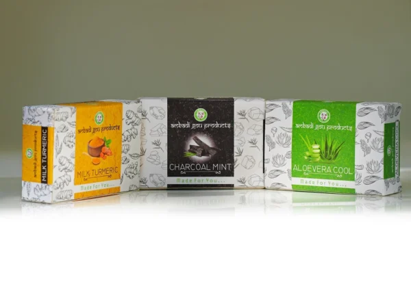 Ambadi Natural Soap Combo | Aloe Vera Mint Charcoal Mint & Milk Turmeric