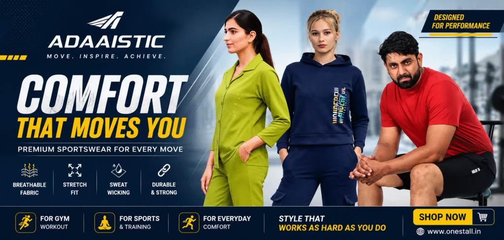 ADAAISTIC premium sportswear gym fitness clothing collection for men and women stylish activewear India