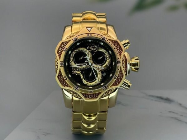 Premium Gold Chronograph Style Analog Watch for Men with Gold Metal Bracelet Available on OneStall